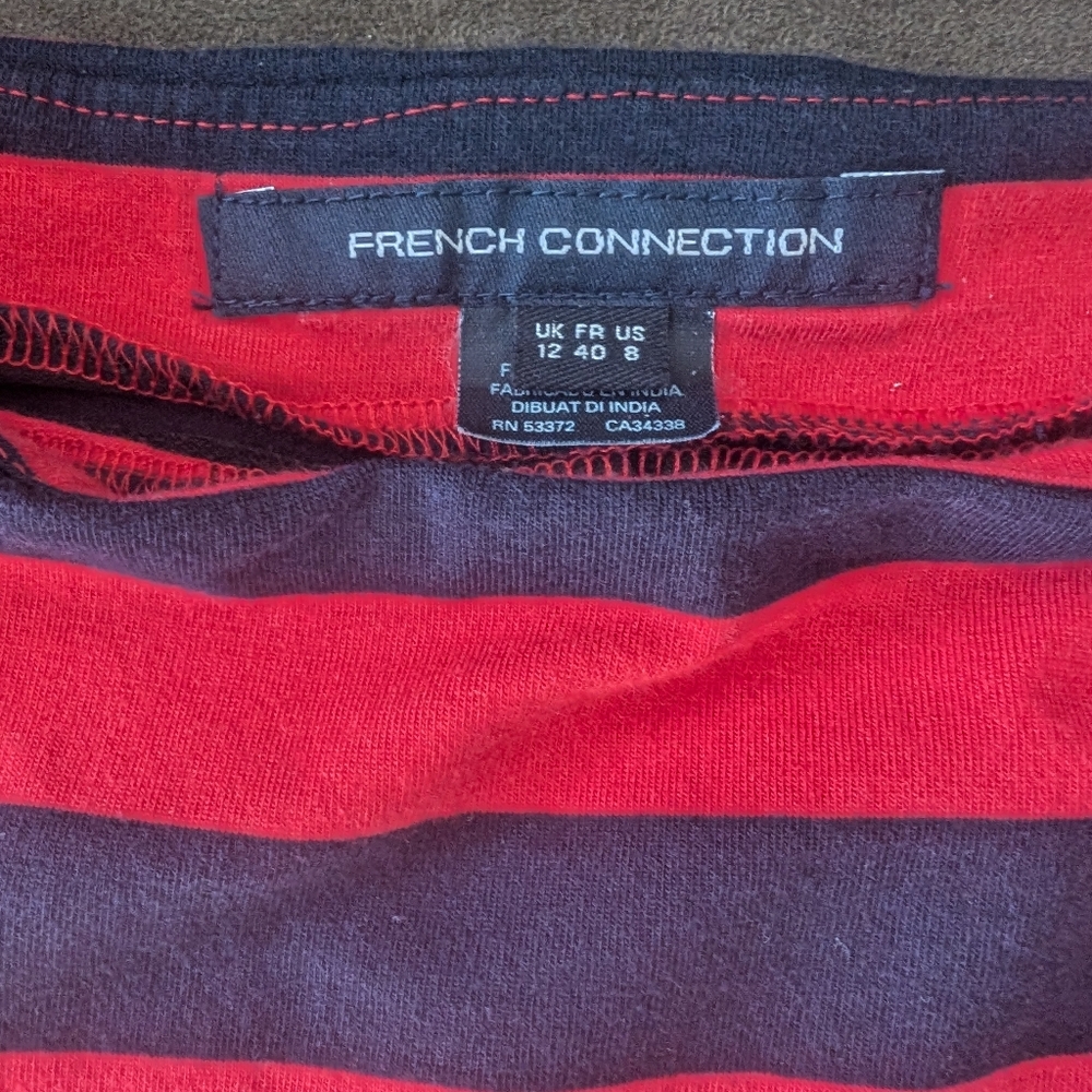 French Connection Red & Navy Striped Mini Dress